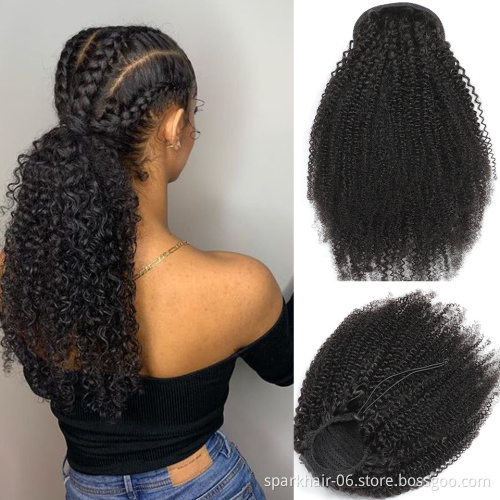 Unprocessed Natural Human Hair Ponytail Extension 100g Full Ponytail Wig Brazilian Hair Clip Ponytail  8-32 Black Brown Burgundy